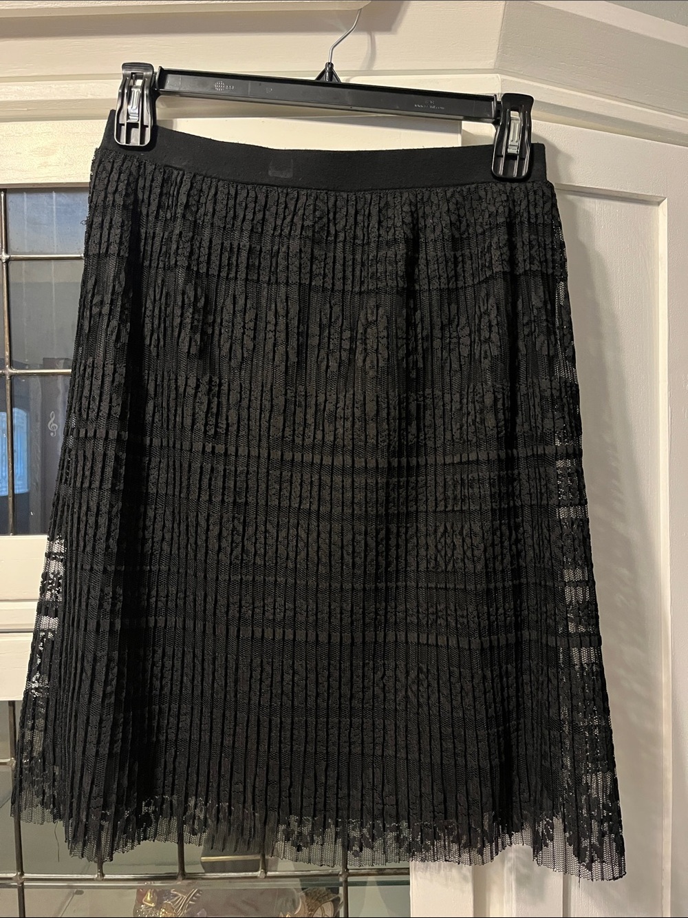 Joe B Black Lace Pleated A-Line Skirt